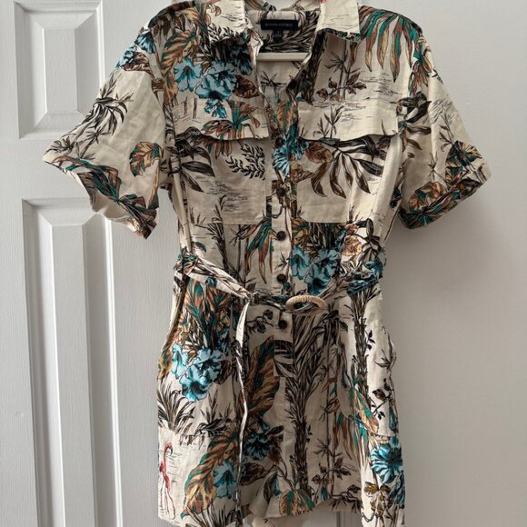 Banana Republic 100% linen / Tropical rainforest print romper - Picture 2 of 5